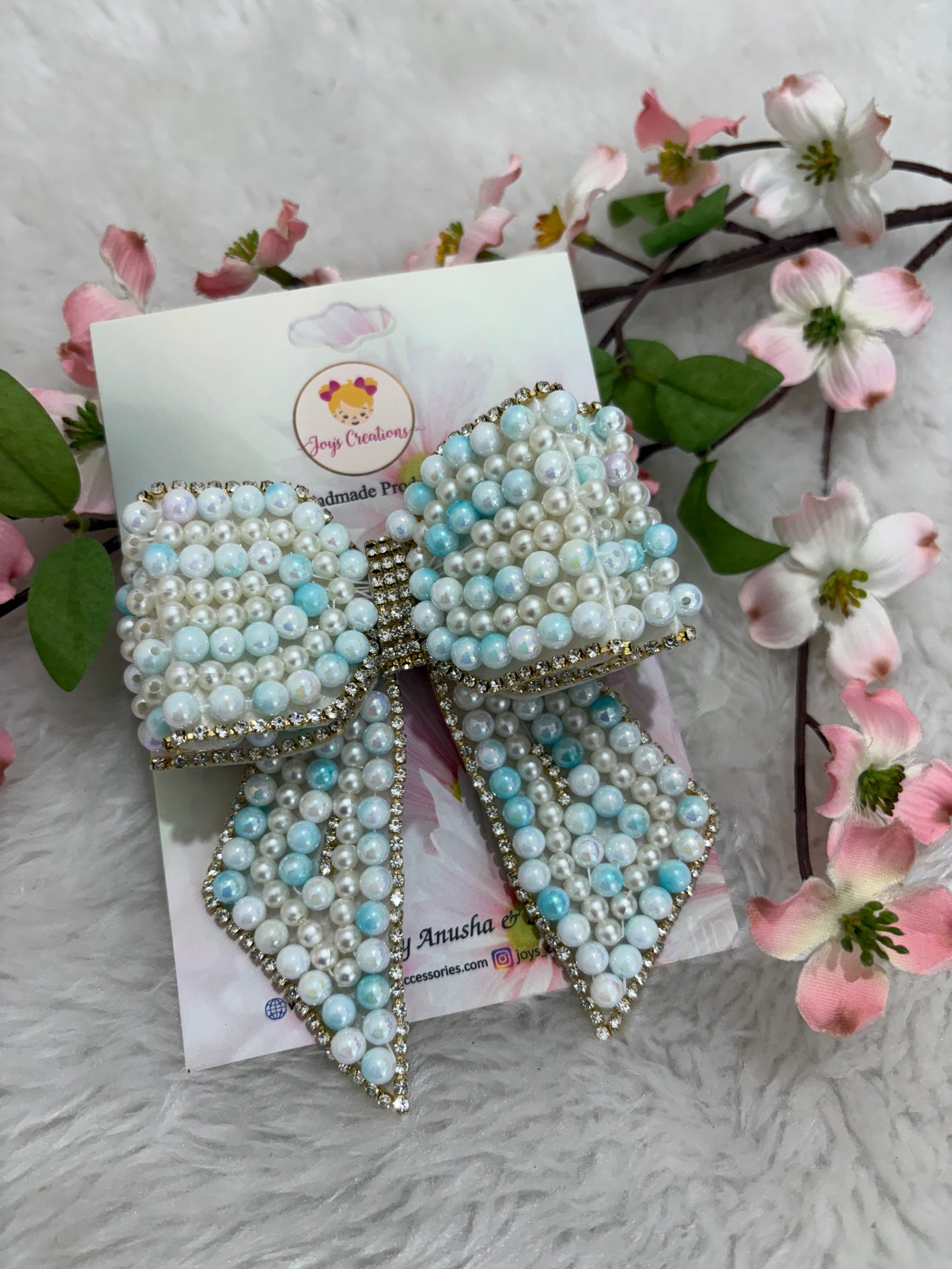 Celeste Pearl Bow Light Blue