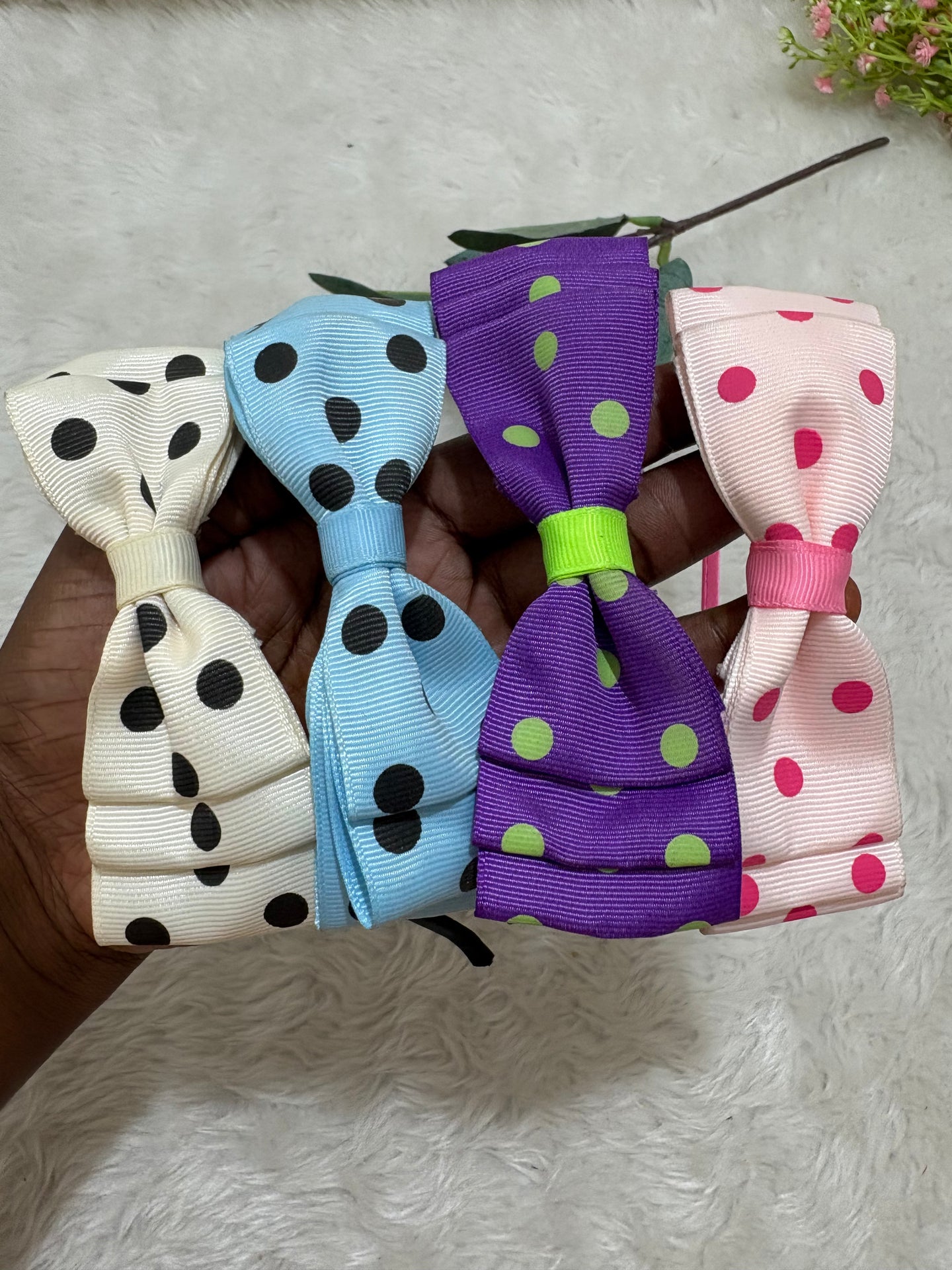 POLKA DOT GROSSGRAINRIBBON 3 LAYER BOW