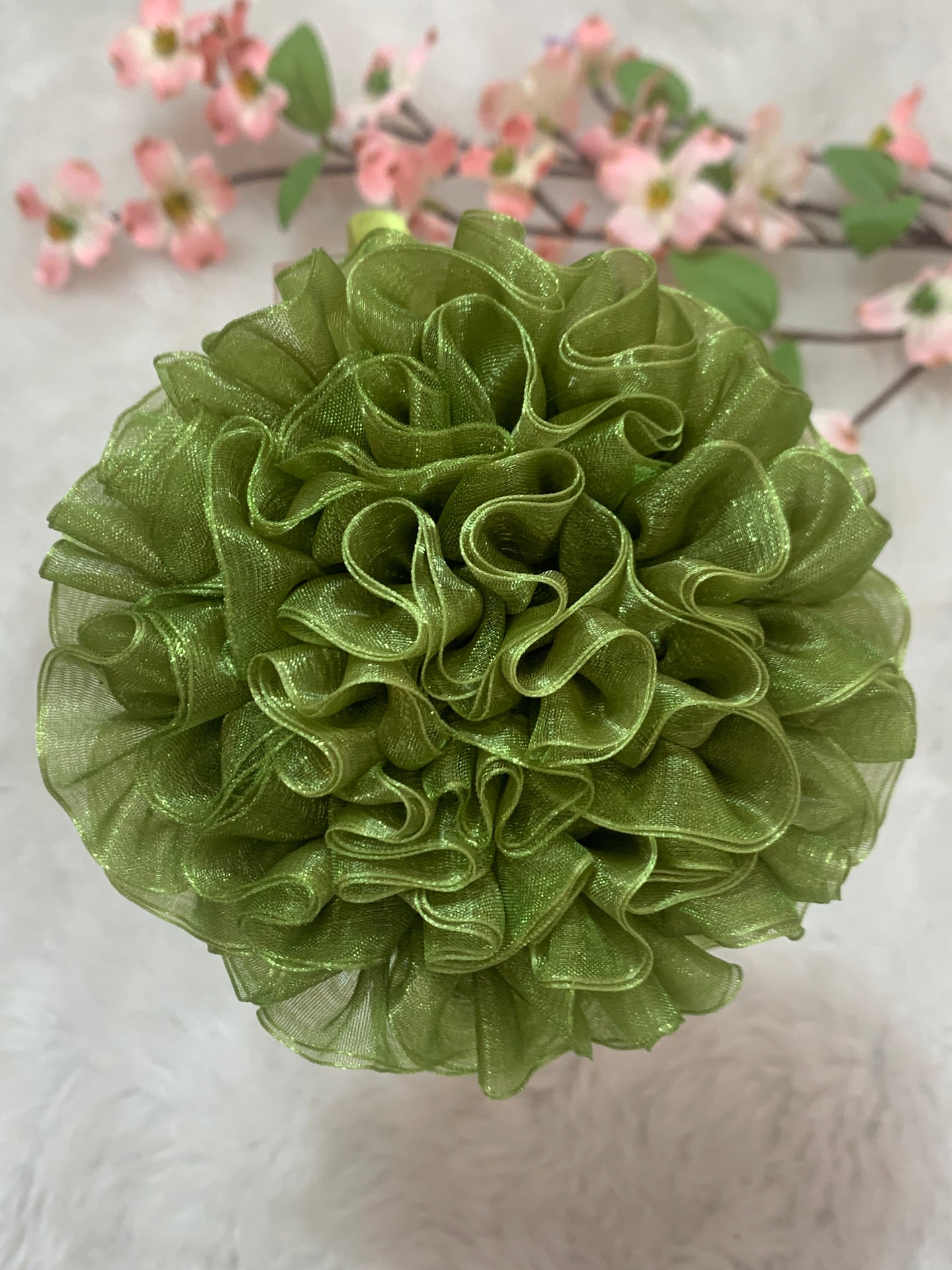 Pista Green Big Organza Flower