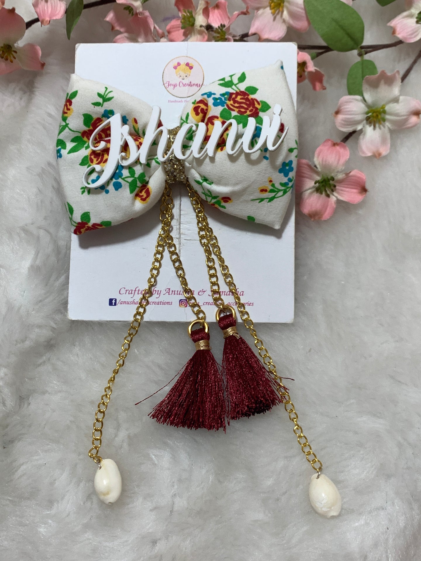 Flowers Tassel Name bow