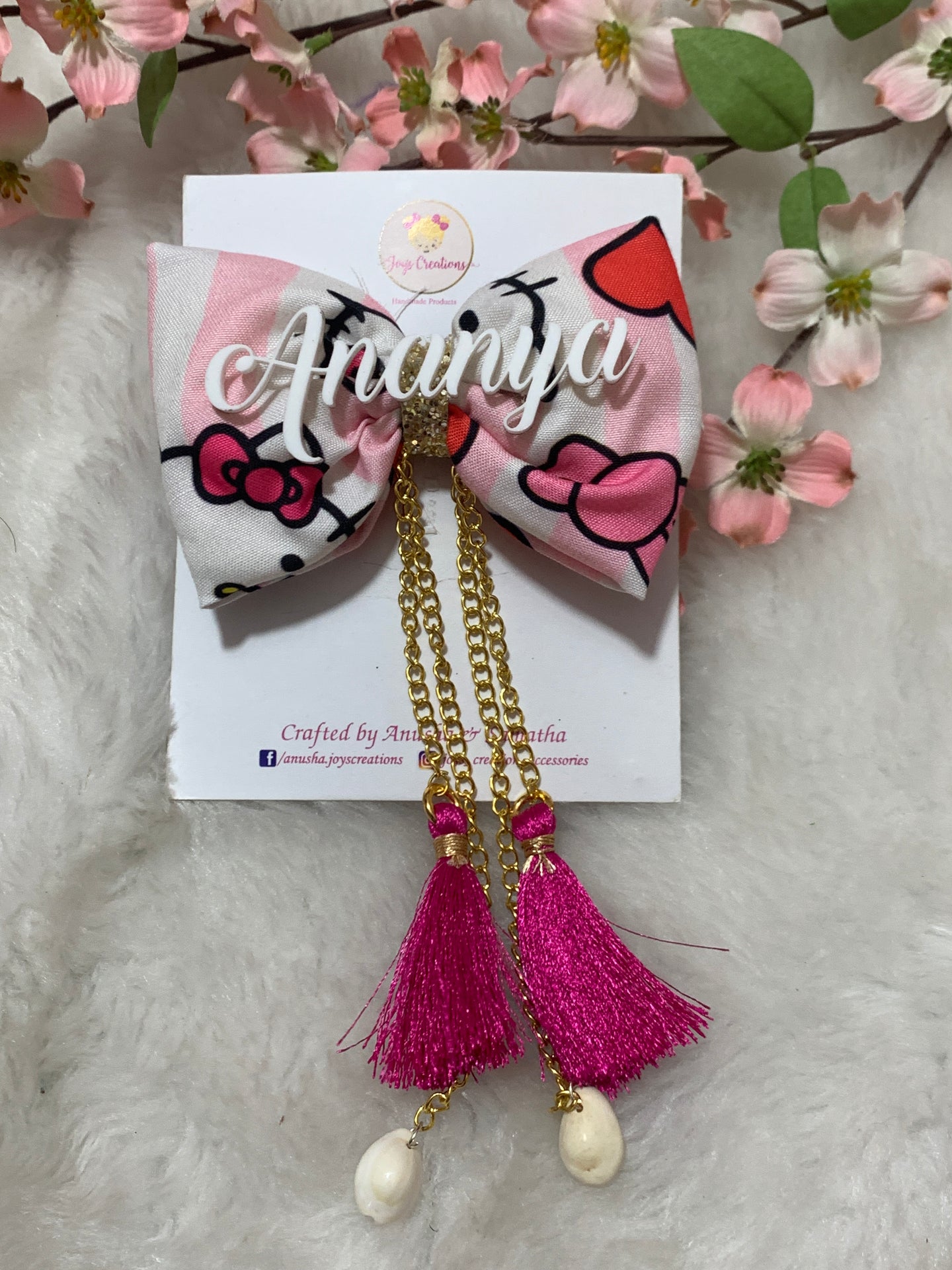 Hello Kitty Tassel Name bow
