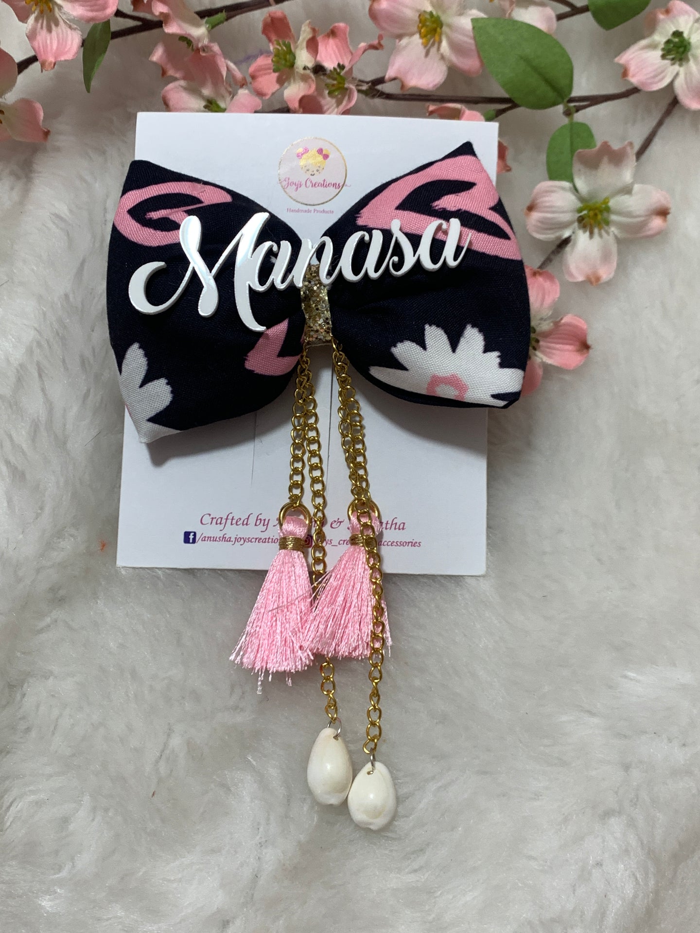 Hearts Tassel Name bow