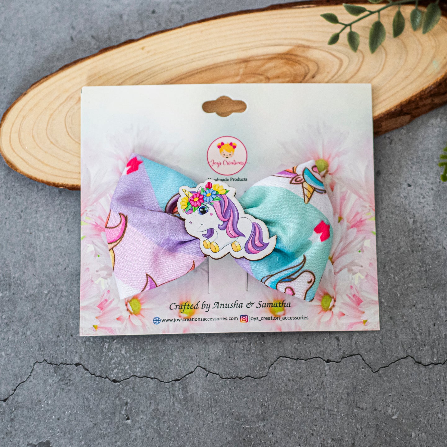 WHIMSICAL BOW CLIP PATEL UNICORN