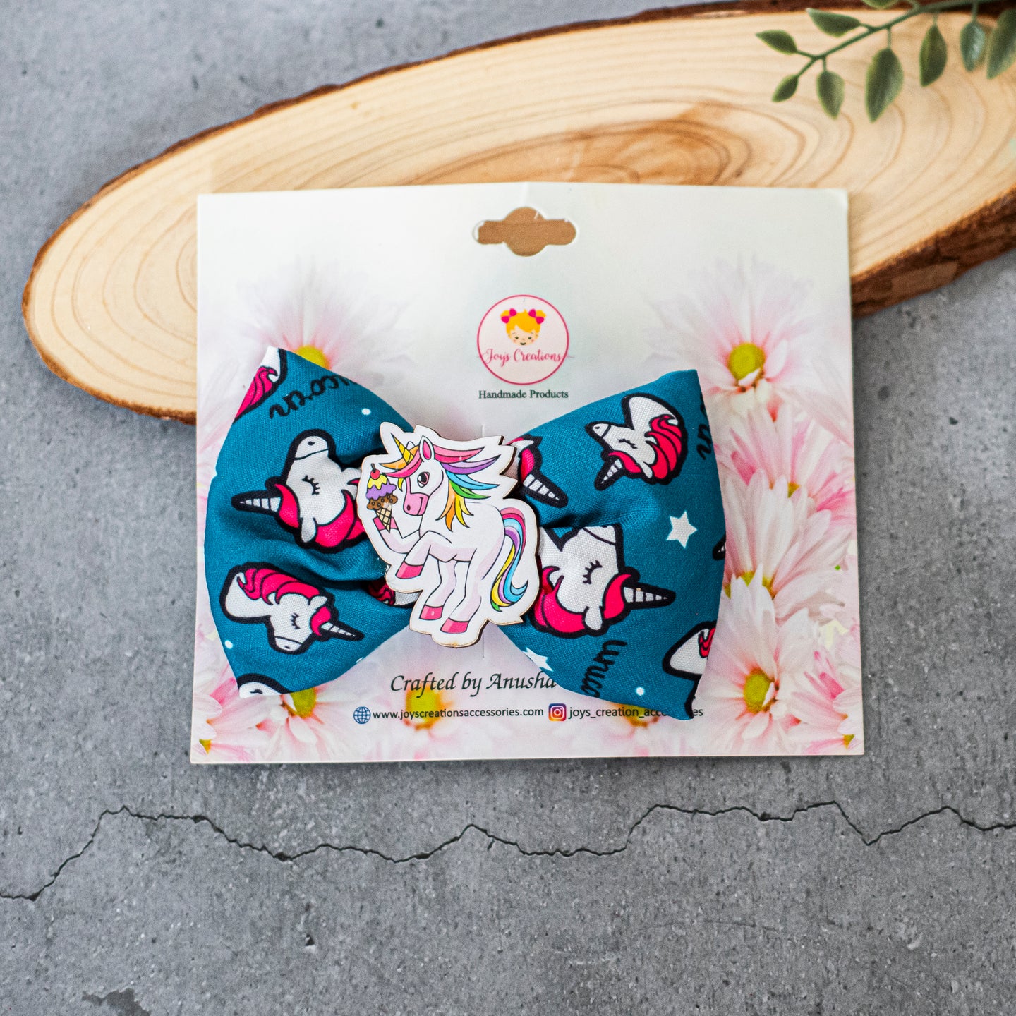 WHIMSICAL BOW CLIP BLUE UNICORN