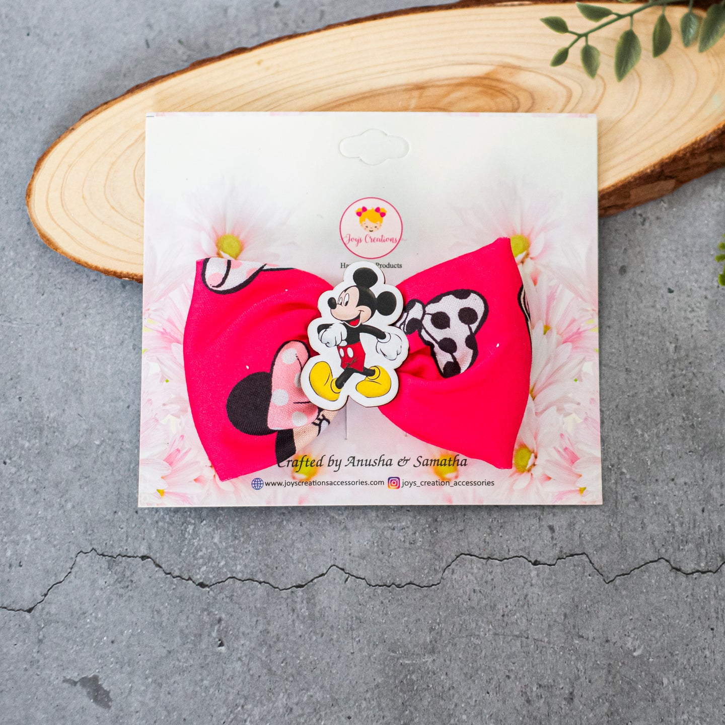 WHIMSICAL BOW CLIP PINK MICKEY