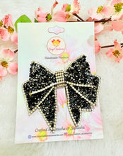 Load image into Gallery viewer, Starry Night Bow Mini Black Glitter

