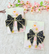Load image into Gallery viewer, Starry Night Bow Mini Black Glitter
