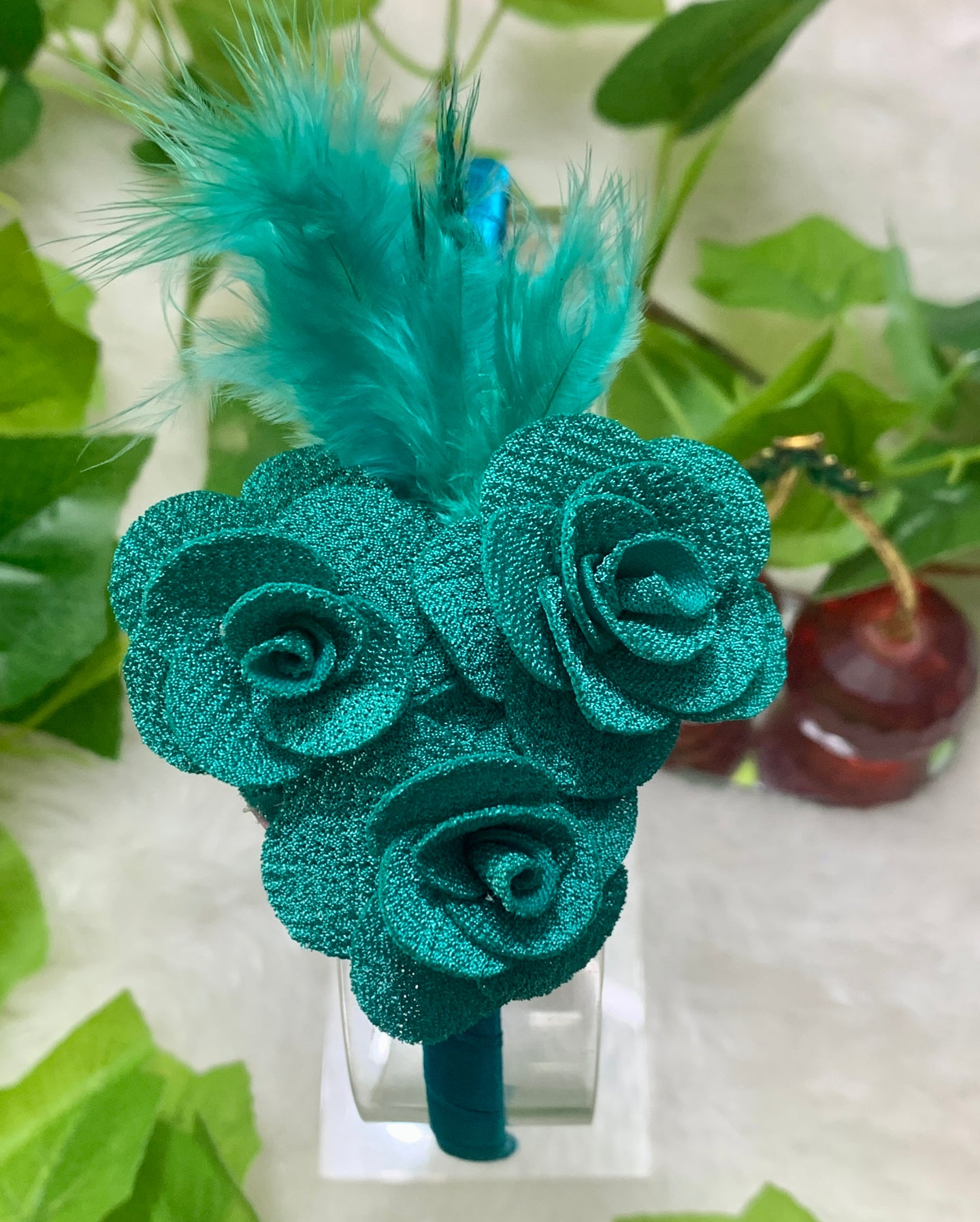 Fusion Green Feather Flower Head Band