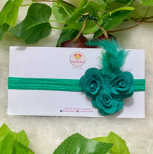 Load image into Gallery viewer, Fusion Green Feather Flower Head Band
