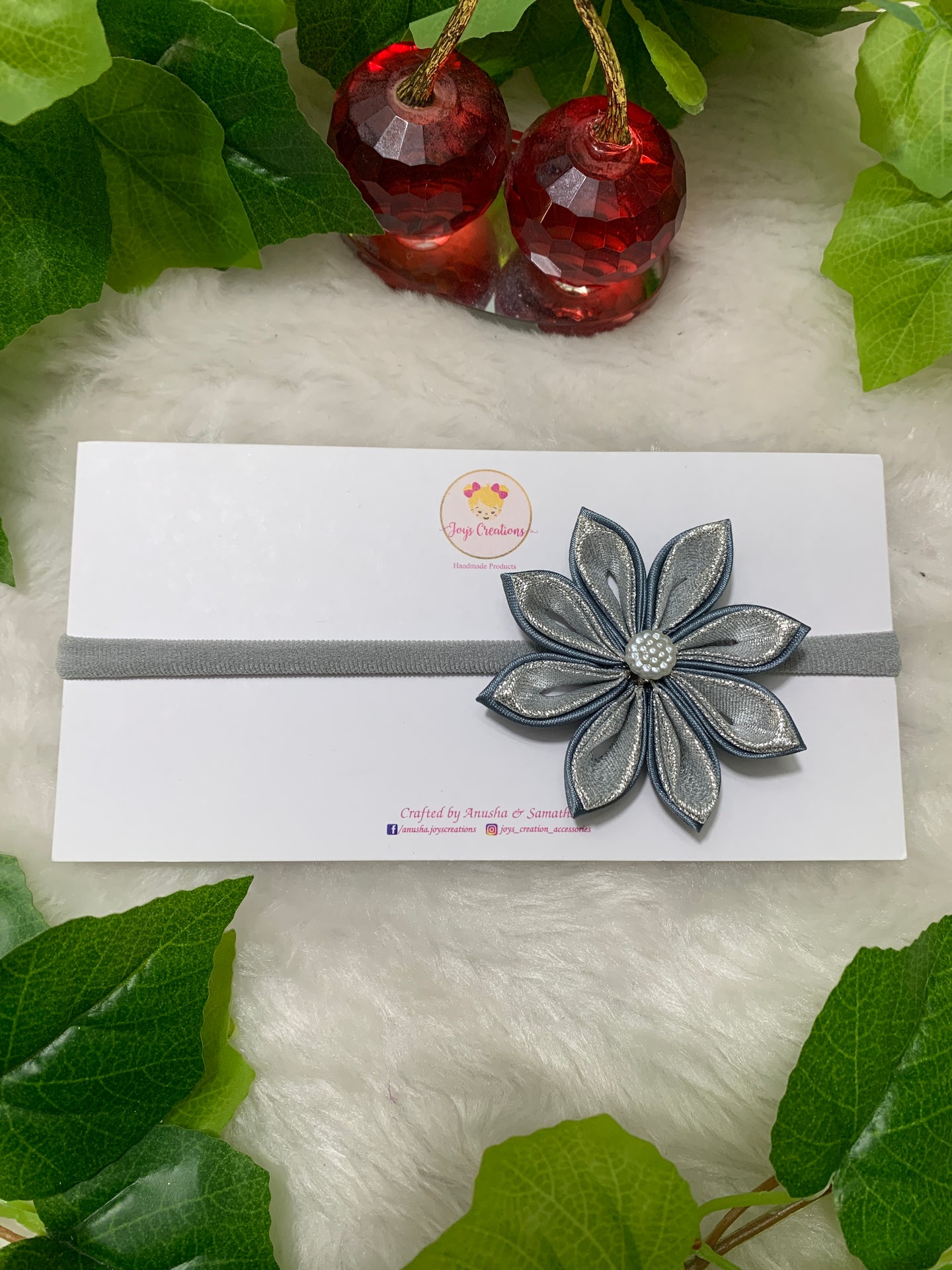 Grey Kanzashi Flower