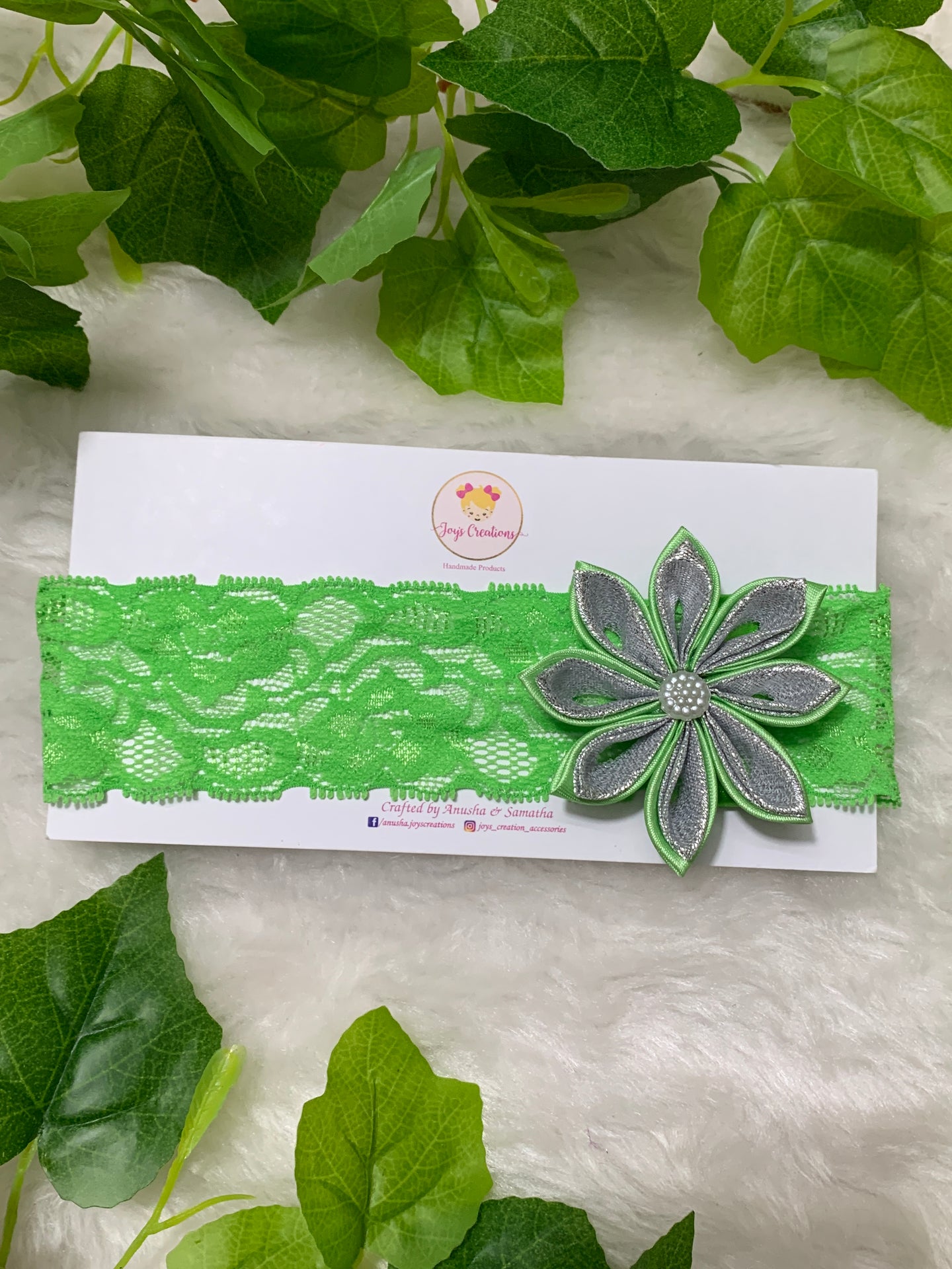 Green Kanzashi Flower