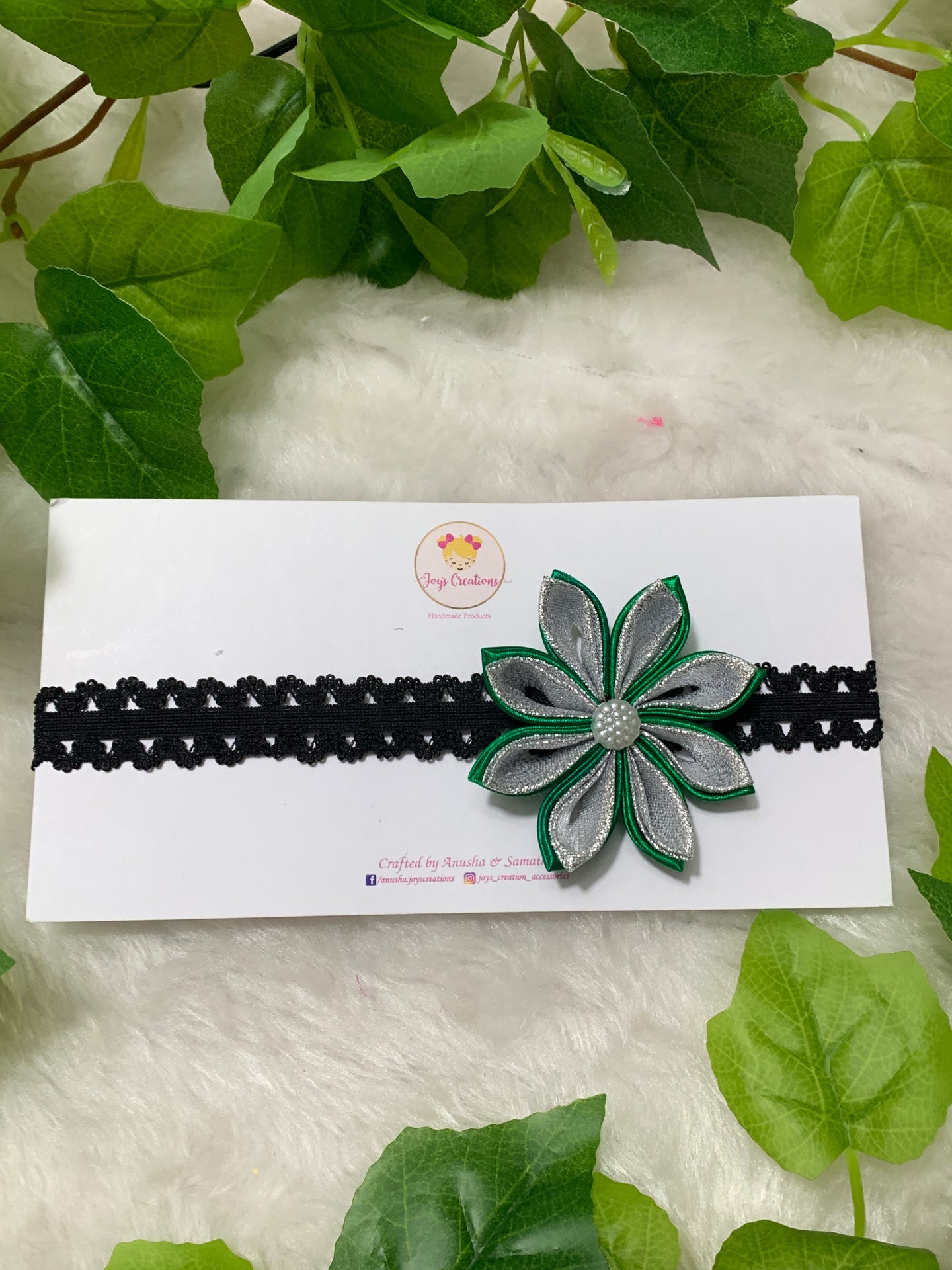 Green Kanzashi Flower