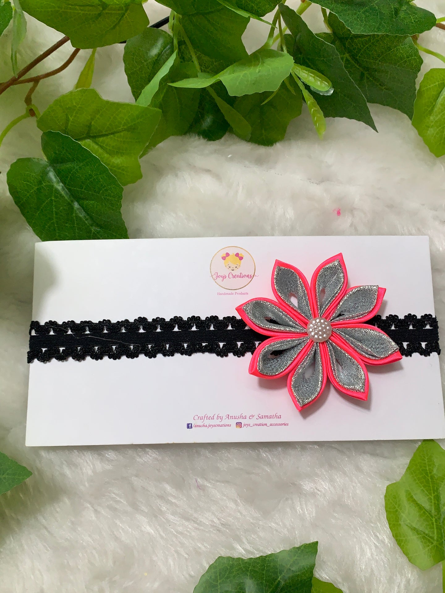 Neon Pink Kanzashi Flower