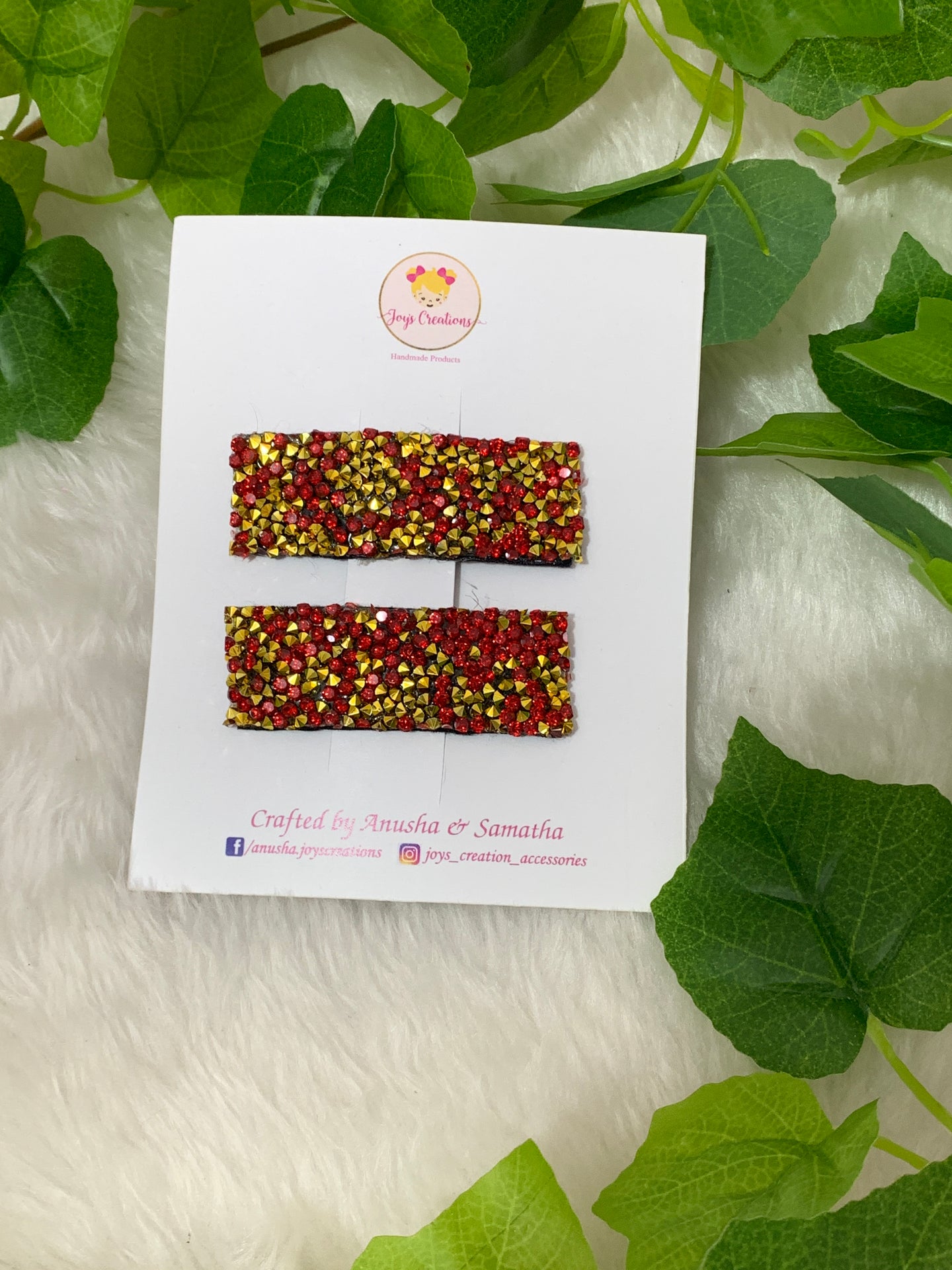 Maroon Stone Snap Clips