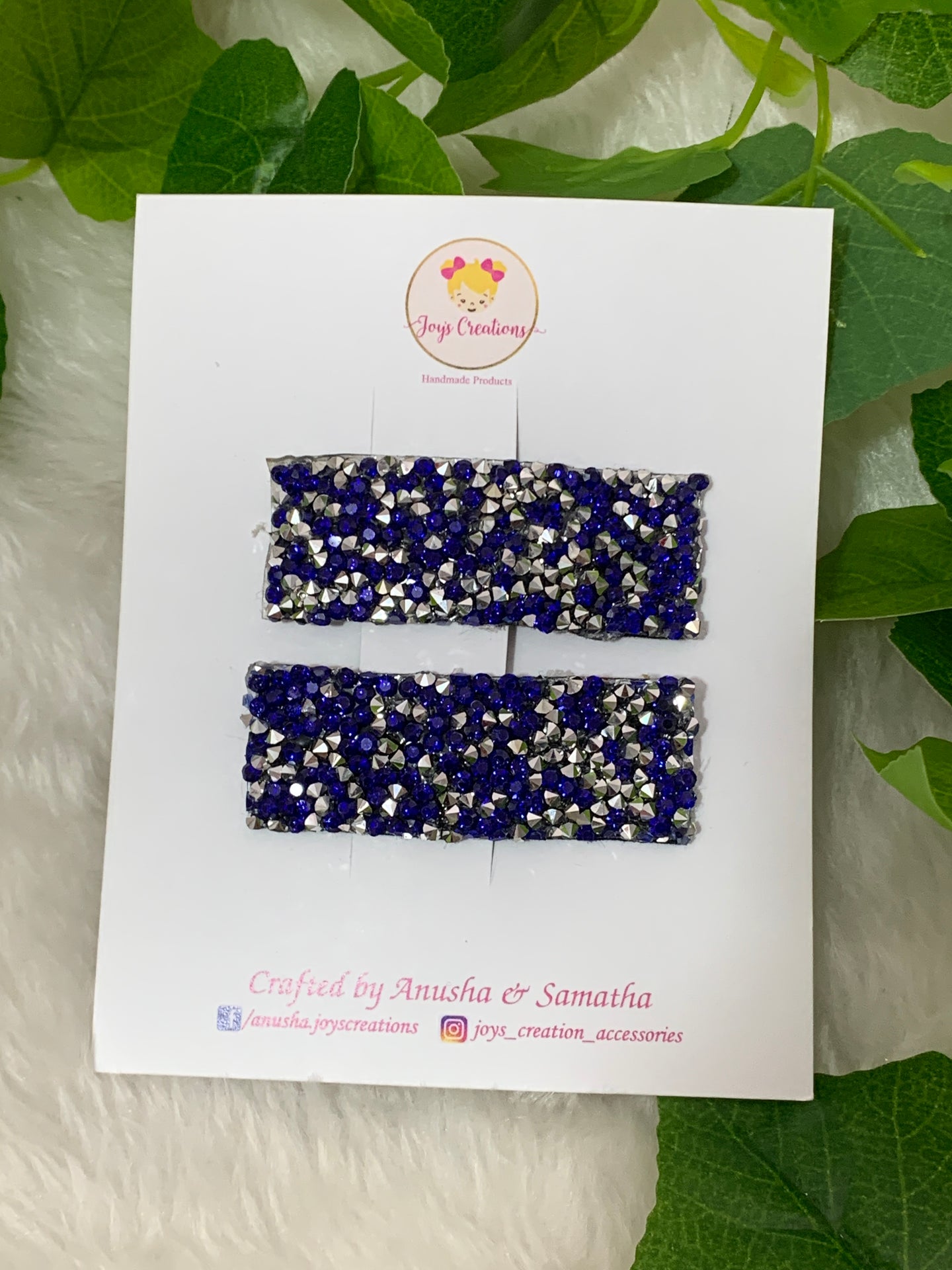 Royal Blue Stone Snap Clips