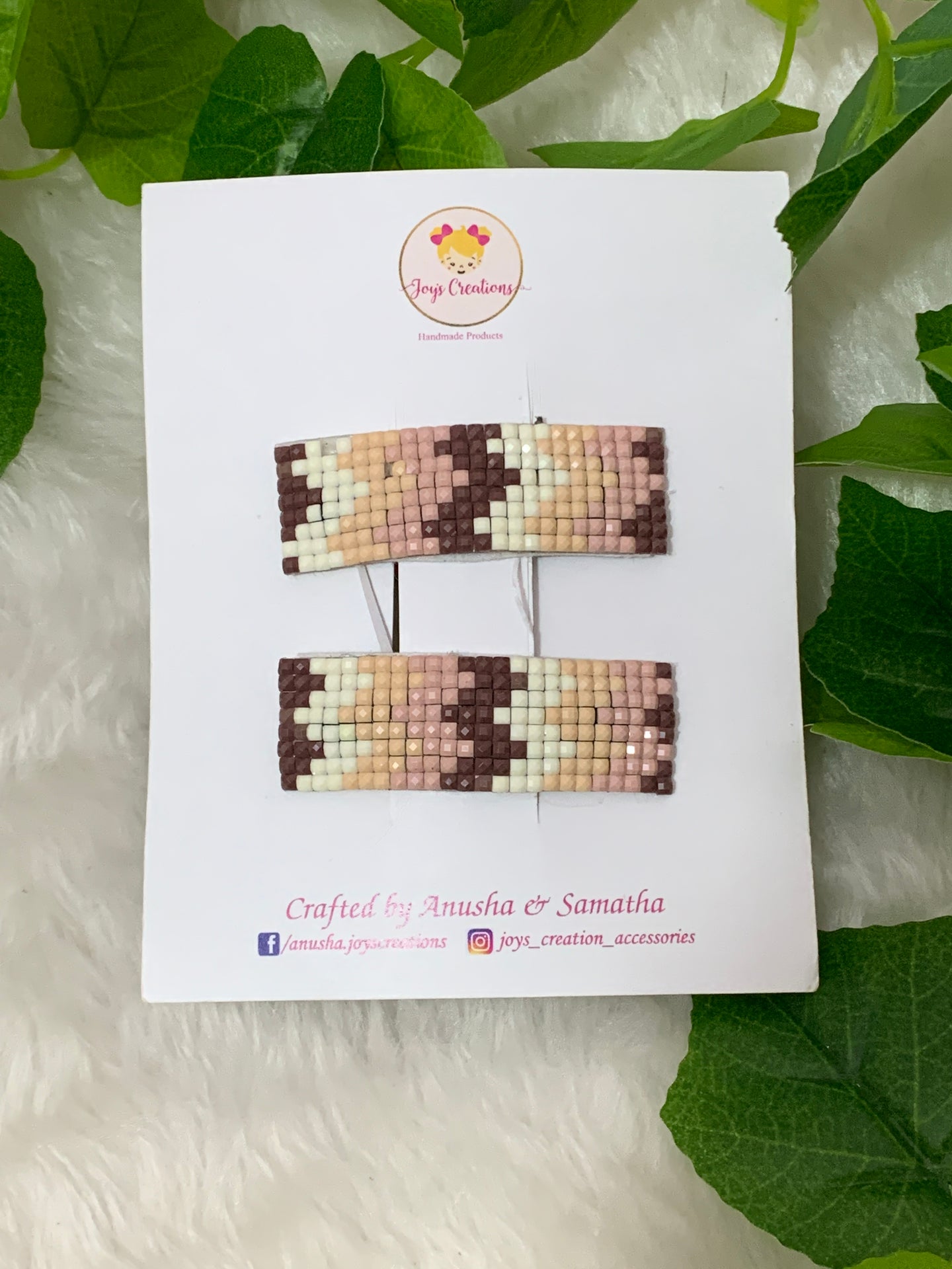 Brown Zig Zag Snap Clips