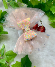 Load image into Gallery viewer, Peach Glitter Organza Bow
