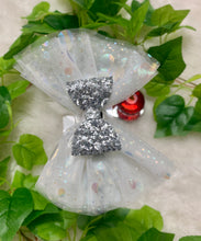 Load image into Gallery viewer, White  Glitter Organza Bow
