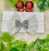 Load image into Gallery viewer, White  Glitter Organza Bow
