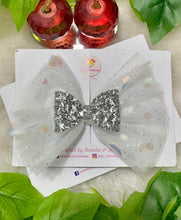 Load image into Gallery viewer, White  Glitter Organza Bow
