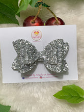 Load image into Gallery viewer, SIlver Glitter Classic  Bow
