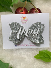 Load image into Gallery viewer, SIlver Glitter Classic  Bow
