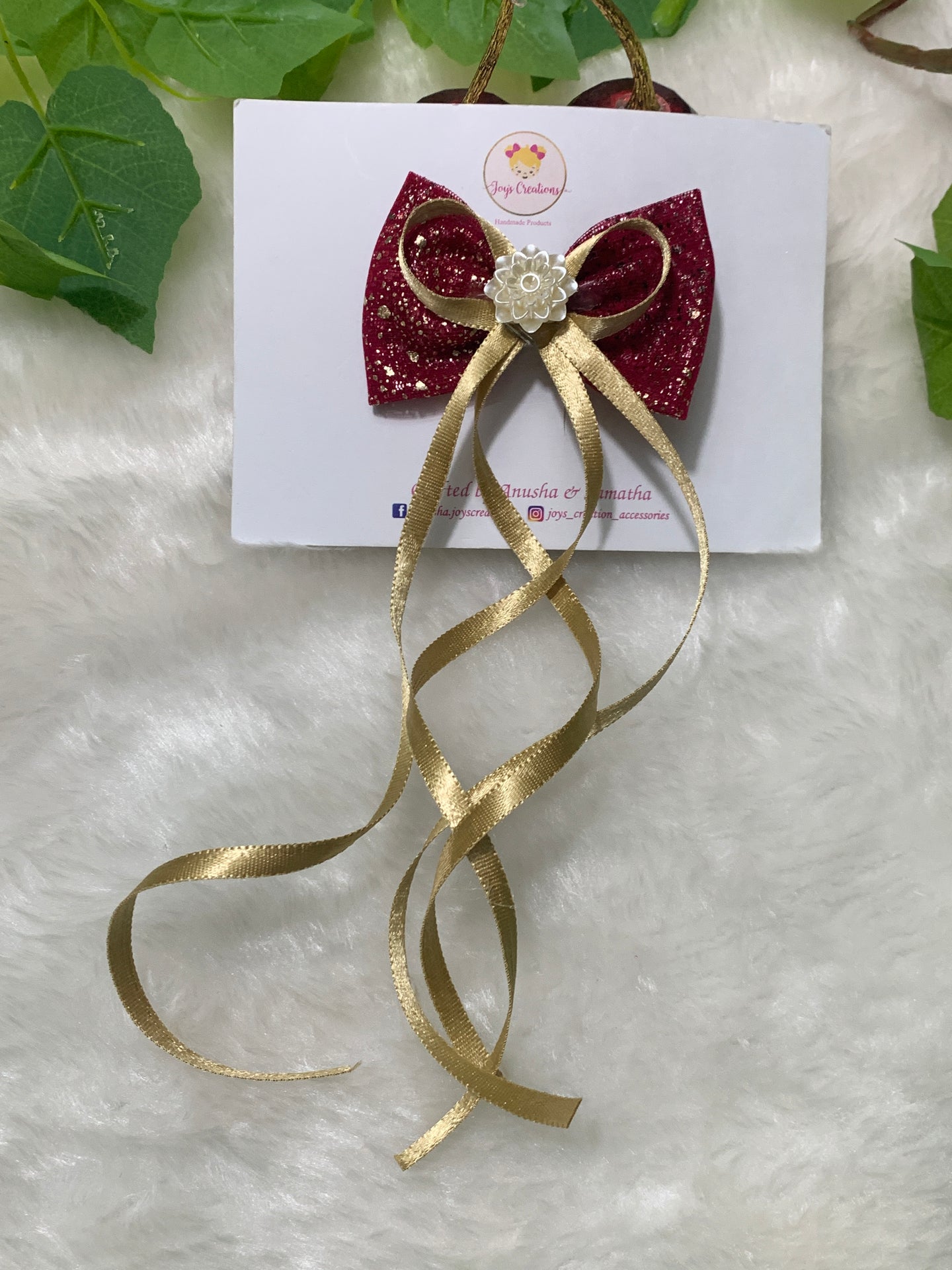 Maroon Golden Hanging Ribbon