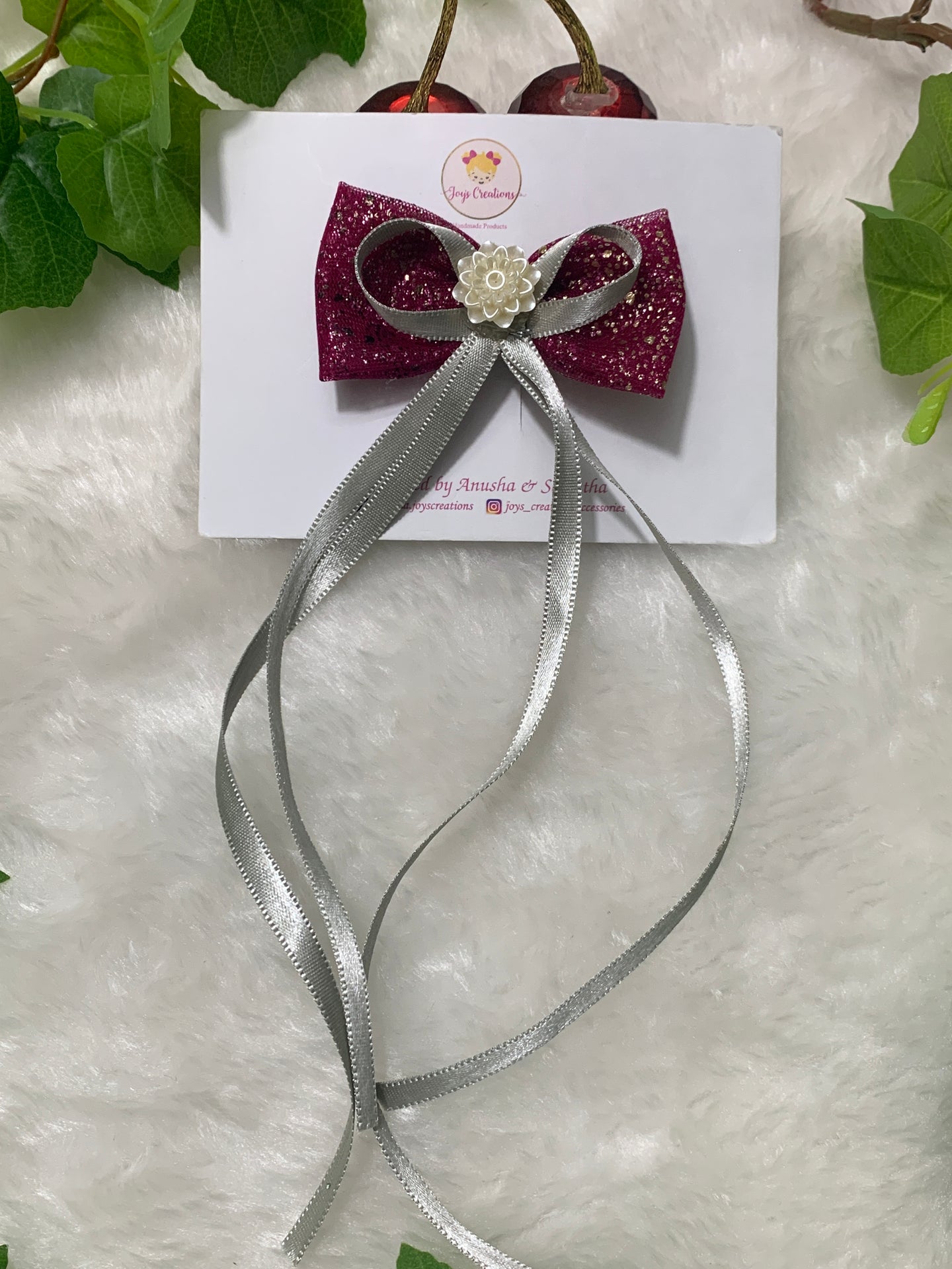 Pink Silver Hanging Ribbon