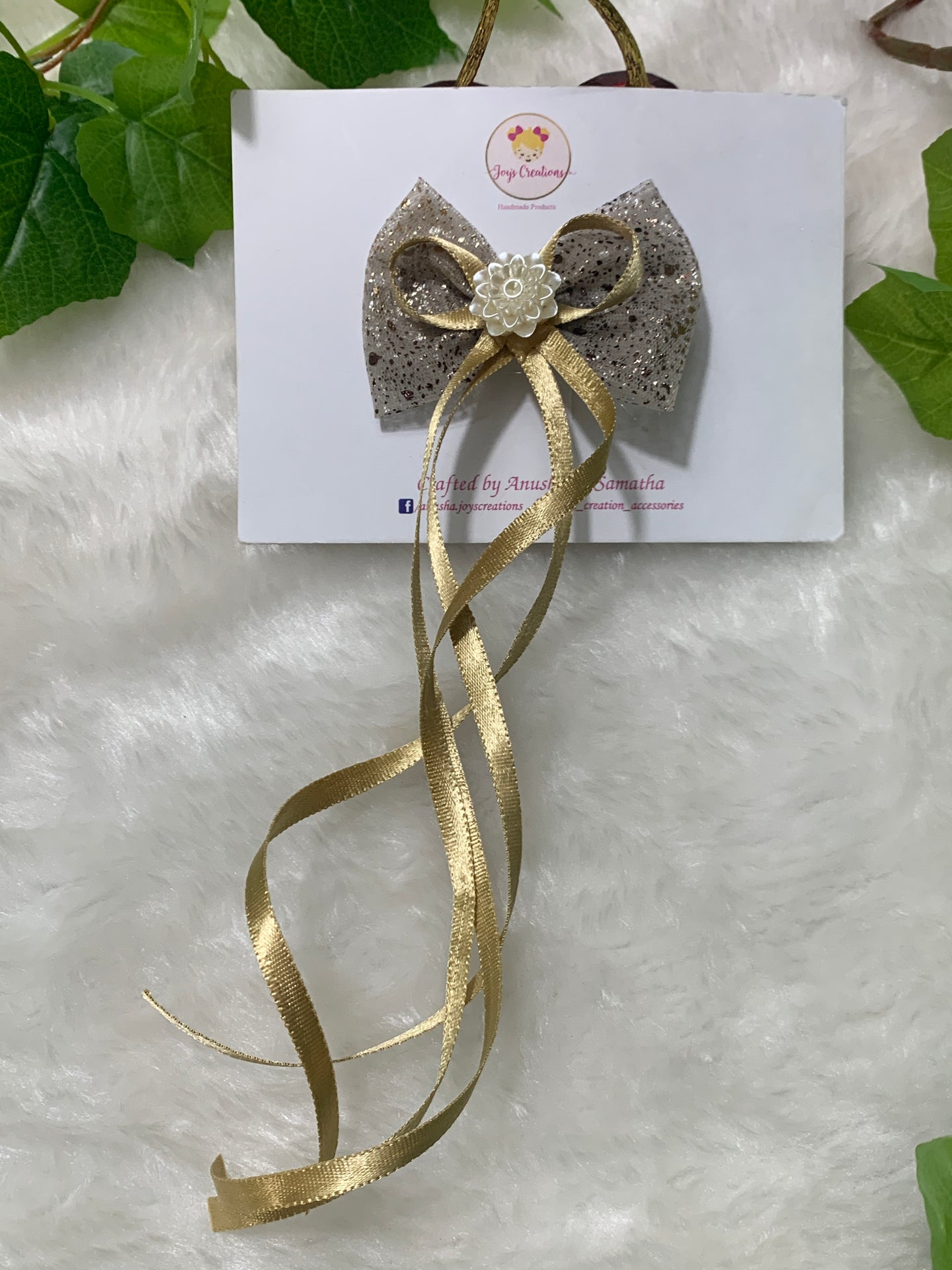 Grey  Golden Hanging Ribbon