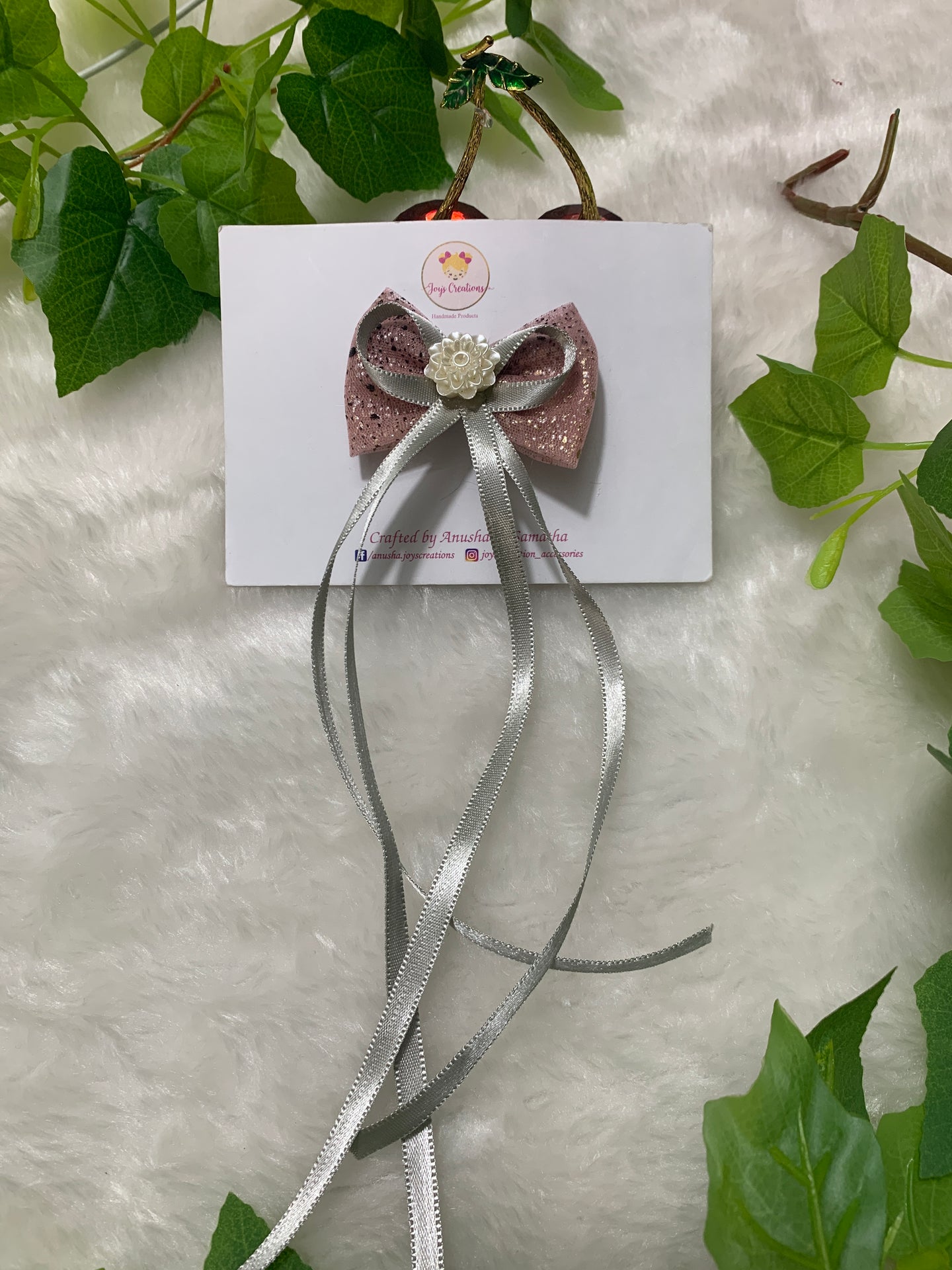 Onion Pink Silver Hanging Ribbon