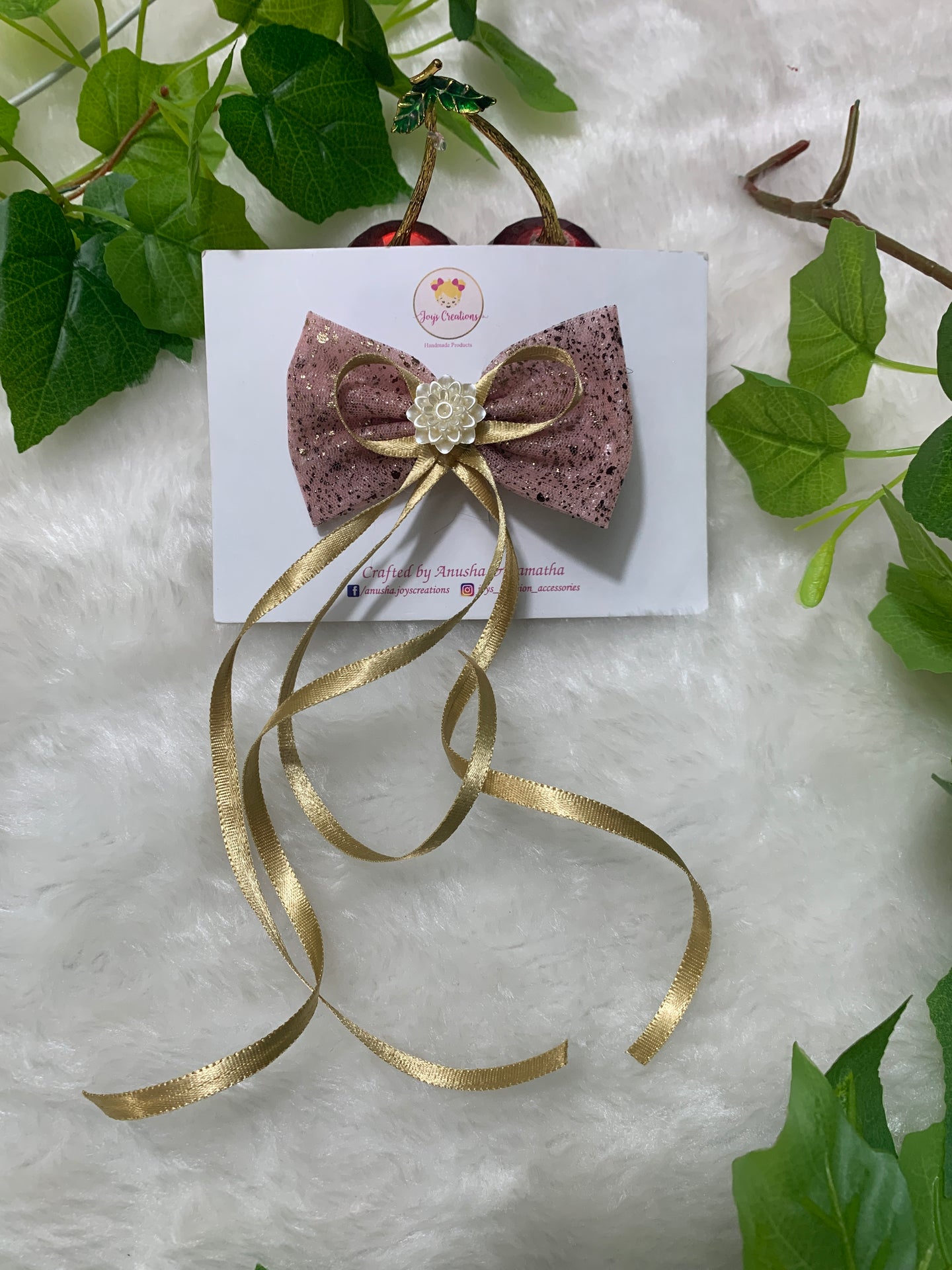 Onion Pink Golden Hanging Ribbon