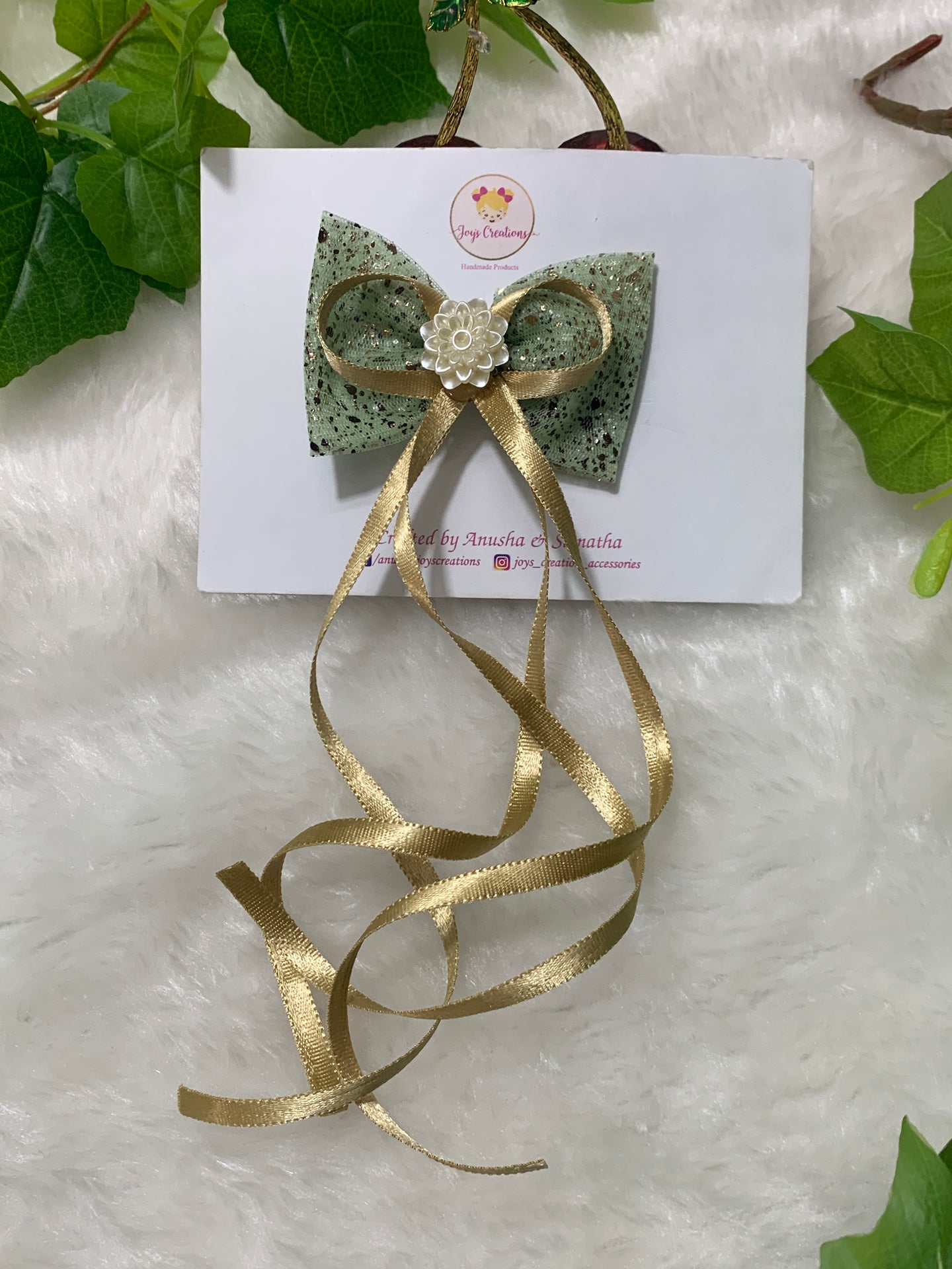 Green Golden Hanging Ribbon