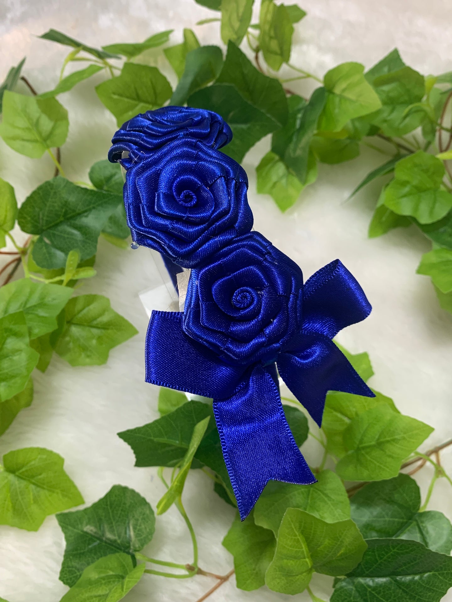 Royal Blue 3 Roses Head Band