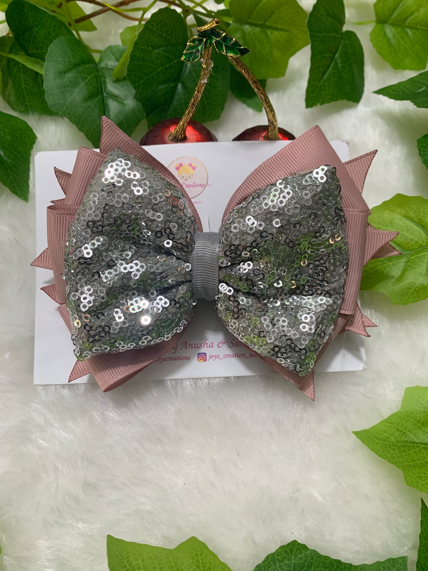 Grey  Sequence Princess Bows