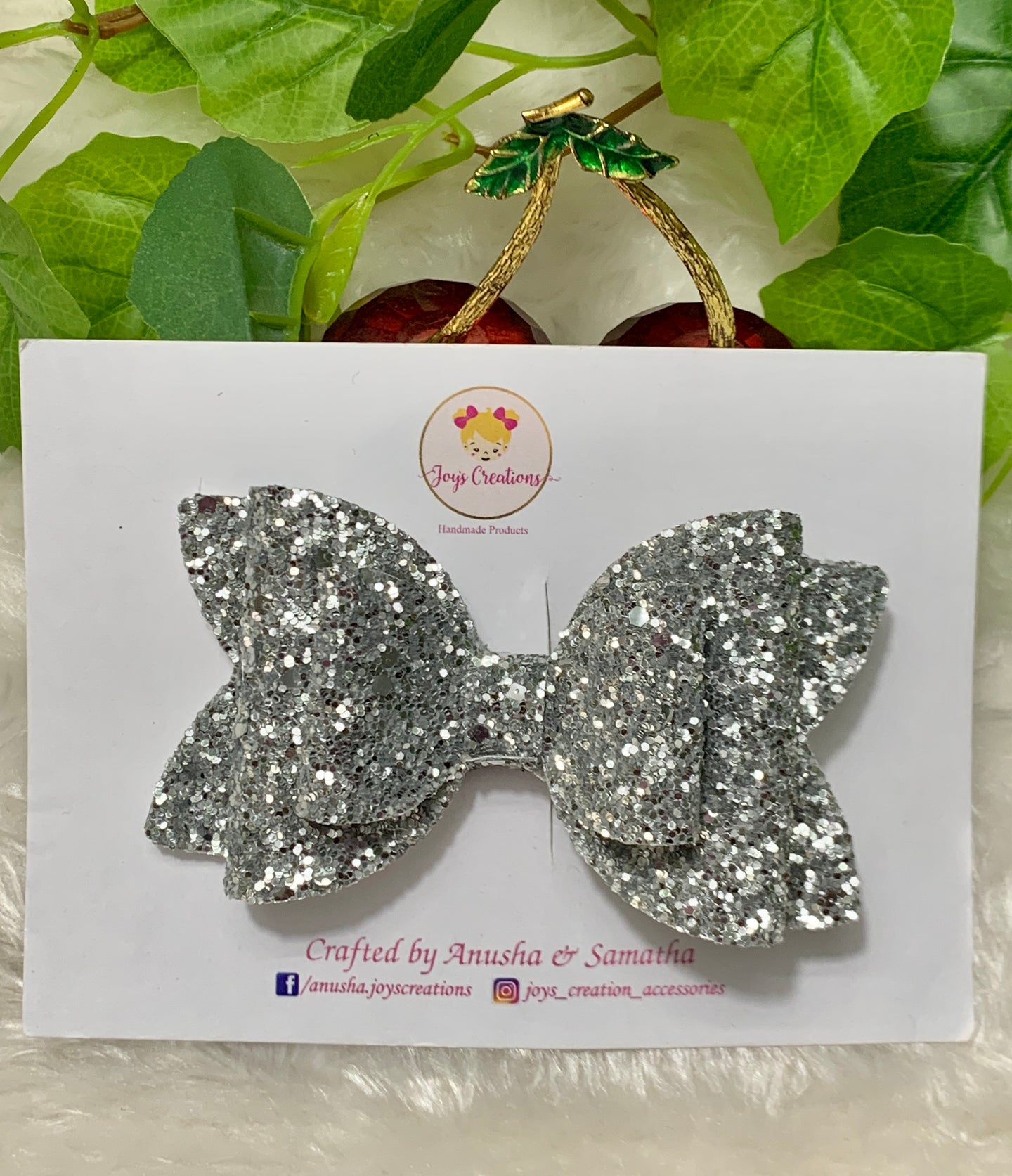 SIlver Glitter Classic  Bow