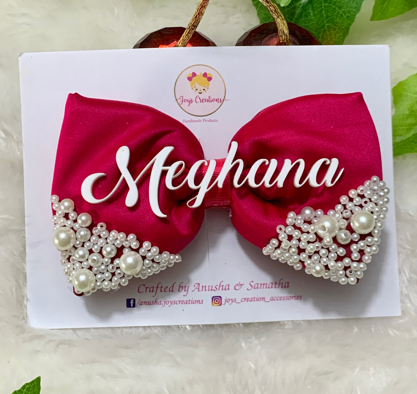 Hot Pink Pearl  Bow