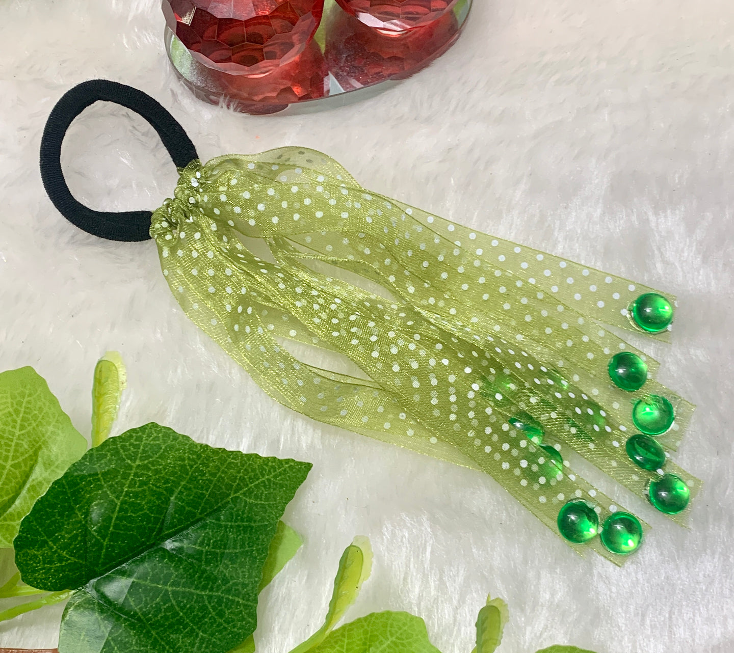 Green dotted Hanging Rubber bands