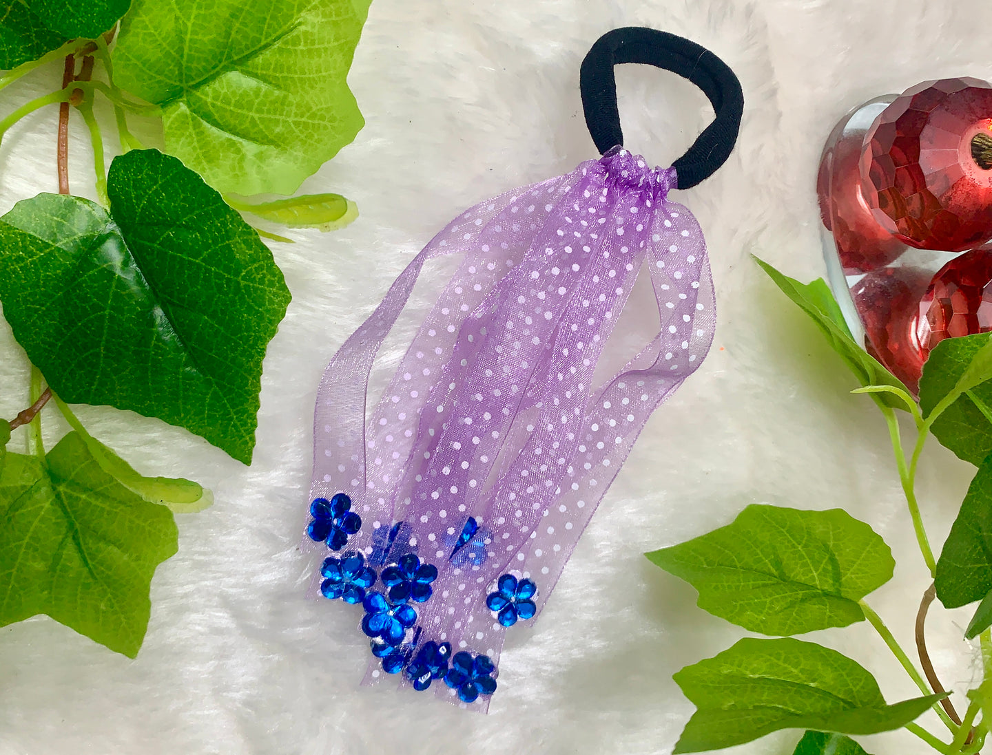 Violet  dotted Hanging Rubber bands